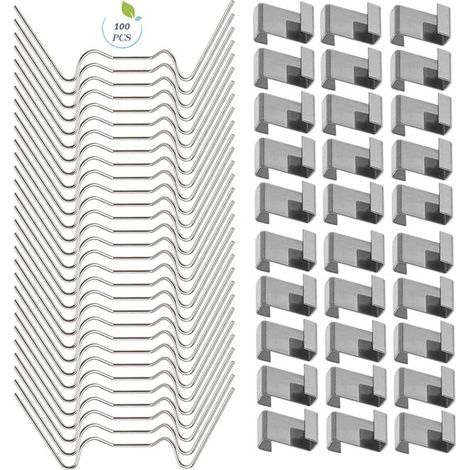 Clips of fastening for tighten in glass  Set of 100 parts (50 clips 304 stainless steel in shape of W + 50 seals of recouvrement 301) (1/5)