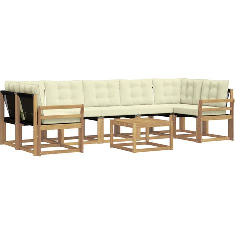 Conjunto de sofás de exterior 8 uds. Blanco y Crema vidaXL (1/5)