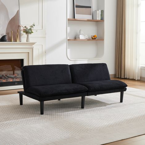 sofá cama reclinable 3 posiciones terciopelo negro OKMYHOME (1/5)
