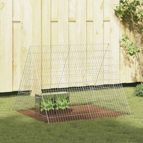 Cage à lapin argentée, 110 x 100 x 85 cm, acier galvanisé.