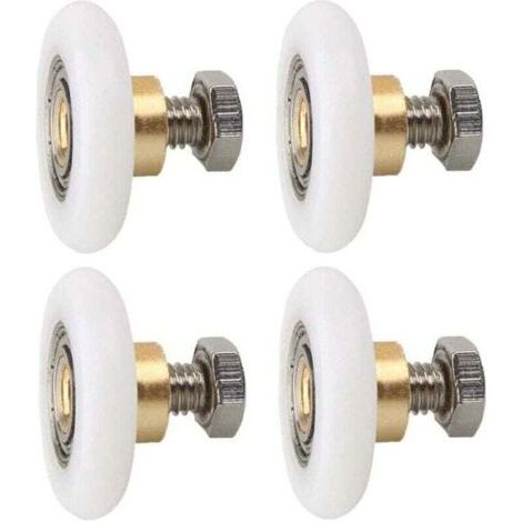 Jeu de 4 roulettes de rechange pour portes de douche rainurées, vis incluses, diamètre 23 mm (1/4)