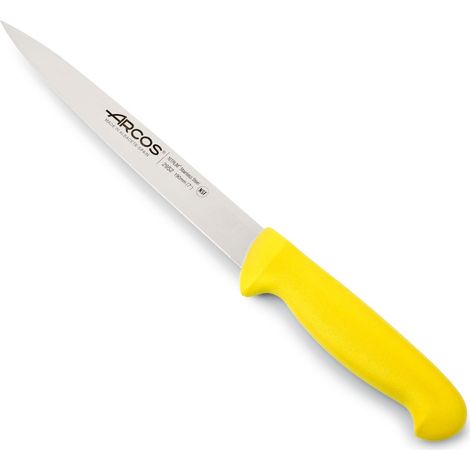 Coltello per filettare Arcos Colore - Prof. 295200 con tasche in acciaio inox Nitrum e mango Ergonomico giallo Polipropilene e 19 Lama cm. (1/5)