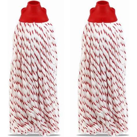 Lot de 2 mop, serpillère à franges pour balai, recharge lave sol, tête de rechange en microfibre, 150 gr -JUANIO (1/2)