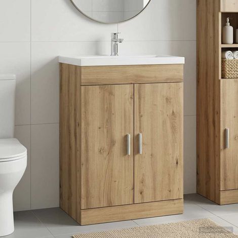 Gabinete de baño debajo del lavabo Roble Artesanal