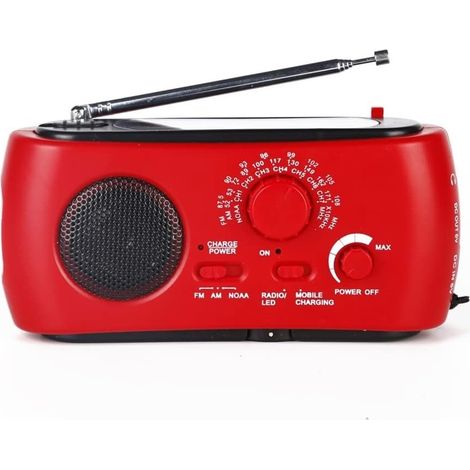 Radio Solaire, AM/FM/SW Radio Manivelle, Radio d'urgence, avec Batterie Rechargeable 800mAh, Lampe de Poche, Alarme SOS, Lampe de Poche LED et Générateur à Manivelle pour Camping, Les Urgences (1/3)