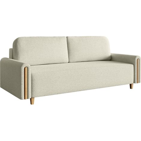Selsey Majla - 3-Sitzer Schlafsofa, mit Bouclé-Stoff und Bettkasten, Creme (1/5)