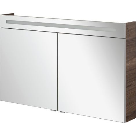 FACKELMANN Spiegelschrank B.CLEVER / zweitürig / Spiegelschrank mit gedämpften Scharnieren / Maße (B x H x T): ca. 120 x 71 x 16 cm / hochwertiger Schrank / Möbel fürs WC und Bad / Korpus: Braun dunke (1/5)