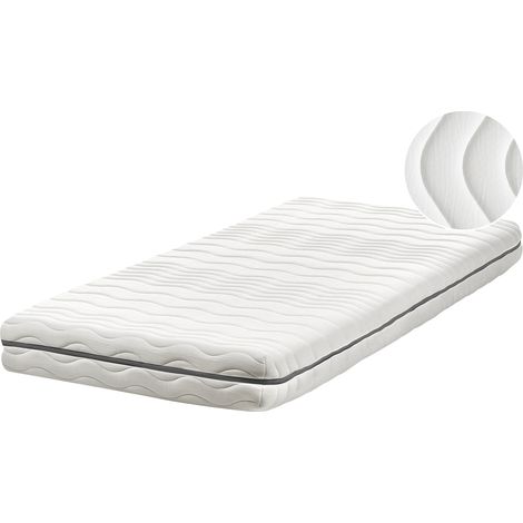 Colchón de espuma viscoelástica con funda extraíble blanca y gris 90 x 200 cm Jolly (1/5)
