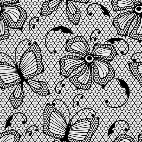 Tela Oxford decorativa para exteriores - Motivo de encaje con mariposas y flores (1/5)