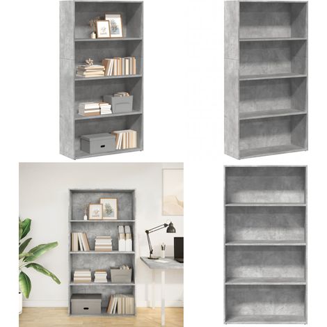 vidaXL Bibliothèque gris béton 80x30x152 cm bois d'ingénierie (1/5)