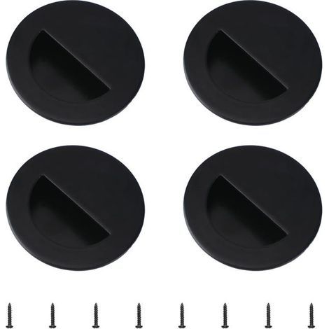 set of four 50mm stainless steel recessed sliding door handles, concealed furniture handles, in black. (1/5)
