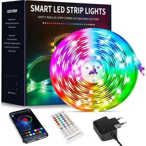 Ruban Led 10M, Bande Led 300 RGB, Led Ruban Lumineuse Flexible Multicolore avec Télécommande 40 Touches,Utilisé pour la décoration de maison de chambre à coucher (1x10M) (1/4)