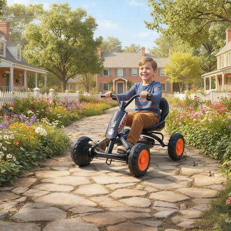 Kart à pédales pour enfants, marche avant et arrière, pour garçons et filles de 2 à 5 ans, 84 x 54 x 56 cm, noir