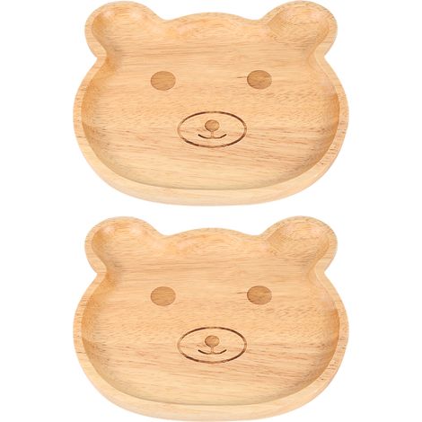 2 plateaux à biscuits, bonbons et fruits en bois en forme d'ourson de dessin animé (1/5)