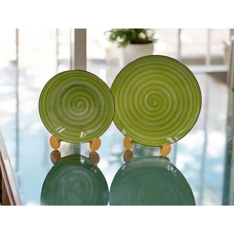 Servizio di Piatti da Tavola in Ceramica Spirale Verde 12 Pezzi (1/3)