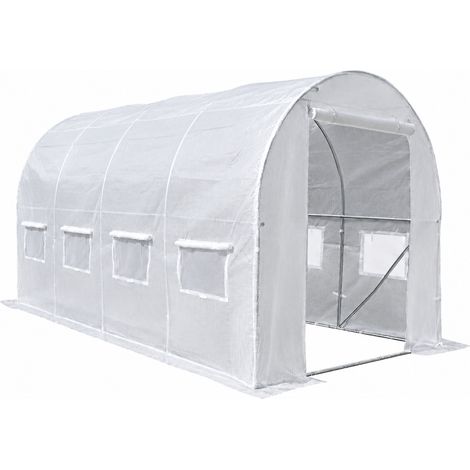 Bâche de rechange pour serre tunnel 4 m de long × 3 m de large × 2 m de haut, bâche extérieure seule, grille blanche, 120 × 38 × 7 cm, 4,5 kg – Livraison gratuite (1/2)