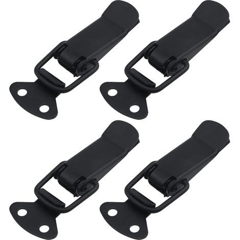 Lot de 8 loquets à levier à ressort en acier inoxydable, fermoir pour caisse à outils, coffre et boîte de rangement (Noir) (1/3)