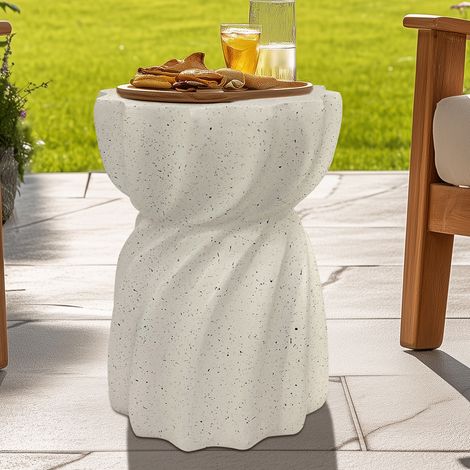 Outdoor Side Table, 14" Outdoor Accent End Table, Patio Side Tables, Outdoor Coffee Tables, Garden Stool and Plant Stand for Patio, Garden, Living Room, and Backyard (1/5)