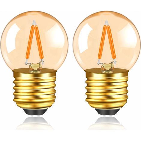 Ampoule LED Edison E27 Vintage 1W, Équivalent 10W, 100LM Blanc Chaud 2200K, Verre Ambré, 220V Mini Globe G40 E27 Ampoule LED à filament Veilleuse Décorative, Non Dimmable, Lot de 2 (1/5)