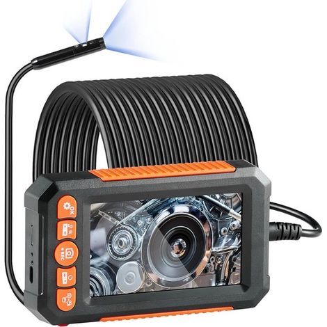 Endoskopkamera mit Beleuchtung Doppellinsen-Boreskop mit halbstarrem Kabel 10-m-Bildschirm 1080p-Inspektionskamera 8 1 LED-Leuchten 4-facher Zoom (1/5)
