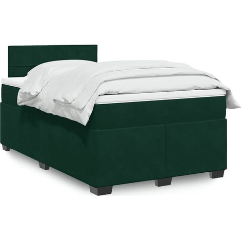 Boxspringbett mit Matratze Dunkelgrün 120x190 cm Samt