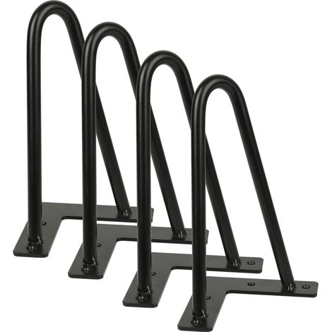 Yongqing – Pieds de table en épingles à cheveux – set de 4 pieds 20 cm – noir – capacité de charge 120 kg – fixation facile (1/7)