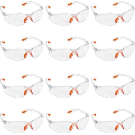 Lot de 12 Lunettes de Sécurité Transparentes - Lunettes de Protection avec Verres en Plastique, Pont-de-Nez et Embouts de Branches en Caoutchouc pour Plus de Confort - Lunette Transparente PPE (1/3)