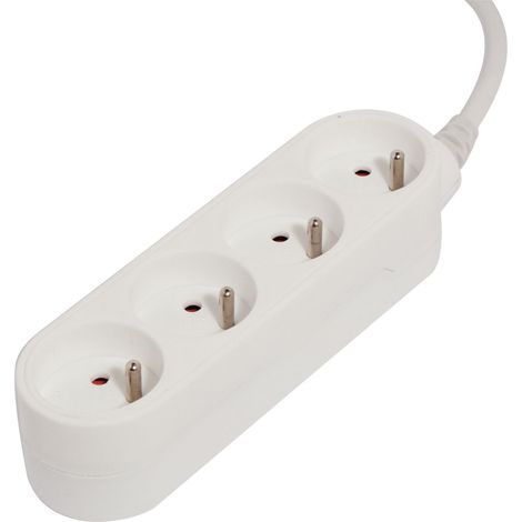 Bloc multiprise 4x16A 3500W câble 1,5m - blanc - Chacon (1/3)