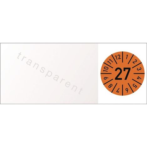 Einjahreskabelprüfplakette Ø 0 mmB25xL60 mmJahr 2027 mit Monaten Folie Beutel a 100 Stück
