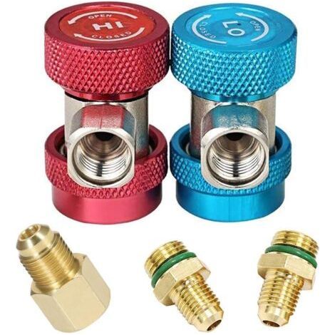 Adaptateur de conversion haute/basse pour raccord rapide R134a réglable, accessoires pour climatiseur, réfrigérant R134a, connecteur de tuyau de collecteur d'instruments de climatisation CVC (1/5)