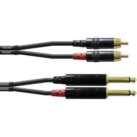 Câble adaptateur audio [2x Jack mâle 6.35 mm - 2x Cinch-RCA mâle] CFU3PC noir 3.00 m (1/3)