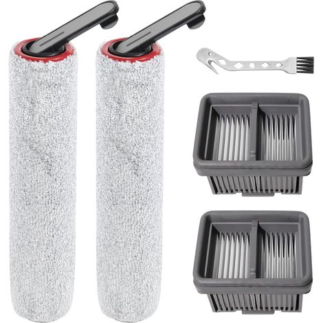 2 Brosse à rouleau, microfibre douce, 2 Filtre HEPA, lavable, pour aspirateur Dreame H12 Pro Ultra H13 Pro