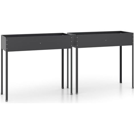 Set da 2 fioriera aiuola rialzata vassoio piante fiori giardino terrazzi acciaio zincato antracite 020039008