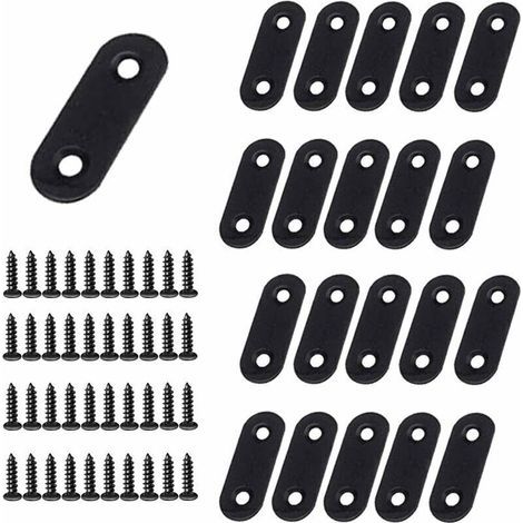 Équerres plates en acier inoxydable haute résistance – 20 pièces (40 × 16 × 2 mm) – Fixations droites pour assemblage robuste (1/4)