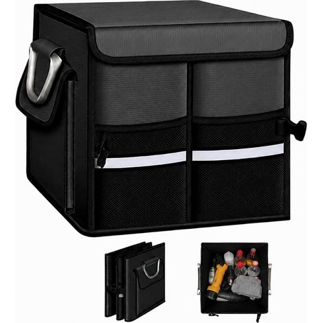 Organisateur de Coffre Pliable avec Couvercle, 36L, Noir