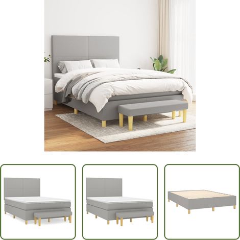 vidaXL Matelas à ressorts ensachés -  Sommier à lattes de lit avec matelas Gris clair 140x190cm Tissu (1/5)