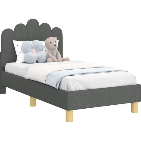 Toddler Bed Frame with Headboard Dark Grey 70 x 140 cm Fabric vidaXL