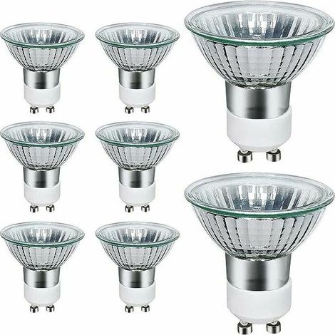 Bombillas halógenas GU10, paquete de 8 focos halógenos GU10 de 50 W, CA 220 V-240 V, 700 lúmenes, blanco cálido 3000 K, ángulo de haz de 40° (1/4)