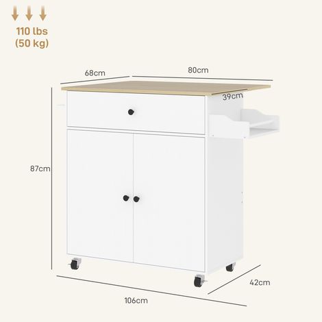 Îlot cuisine noir sur roues plan pliable,tiroir,étagère et accessoires intégrés,chariot multifonction pour cuisine.