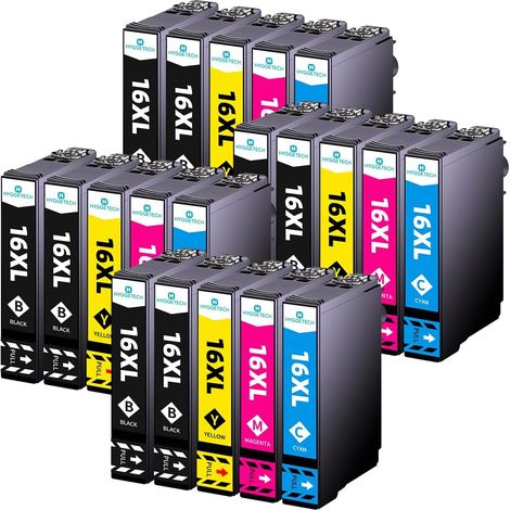 Cartouches d'encre 16XL pour remplacer Les Cartouches d'encre Epson 16XL 16 compatibles avec Epson Workforce WF-2760 WF-2750 WF-2660 WF-2630 WF2750 WF2630 WF2530 WF2510 WF 2750 (Lot de 20) (1/5)
