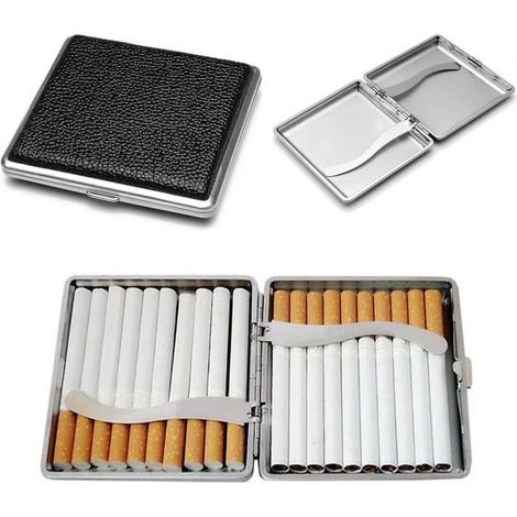 Boîte 20 cigarettes Coffret Etui Inox Acier Rangement (1/3)