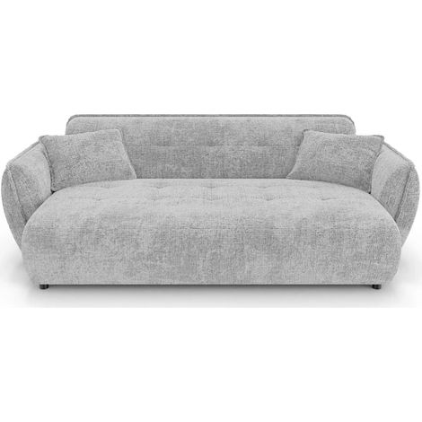 MONA - Canapé droit tissu chenille 3 places Gris clair (1/5)