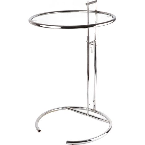 Hebe-Couchtisch im Retro-Stil, transparent, runde Form, kompakt, Metall, Glas, dekorativ, praktisch (1/5)