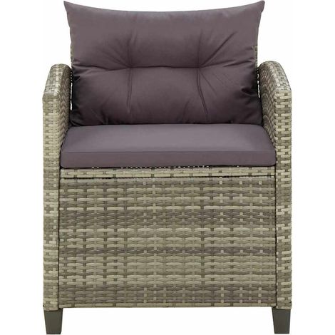 Maison Exclusive - Gartenstuhl mit Kissen Poly Rattan Grau (1/5)