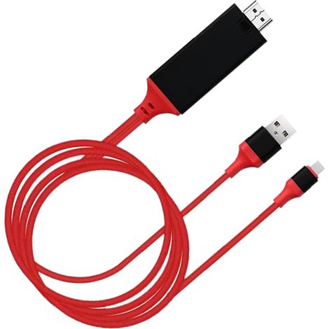 Câble adaptateur USB-C vers HDMI (High Definition Multimedia Interface) en PVC et cuivre rouge pour téléphone et ordinateur portable (1/5)