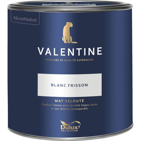 Dulux Valentine Peinture intérieure de haute qualité - Valentine - Couleur intense & pouvoir couvrant élevé - Mat Velouté Blanc Frisson 2 L