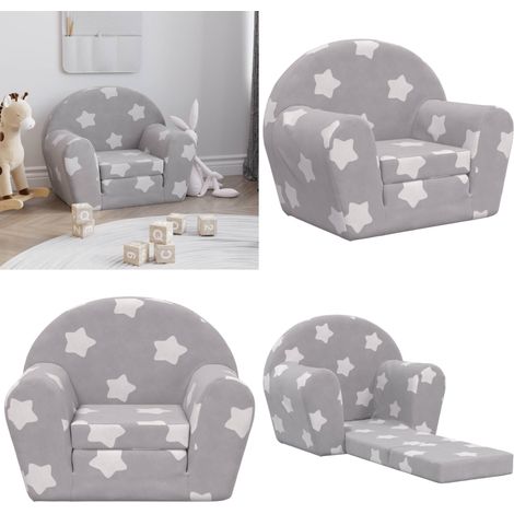Canapé-lit pour enfants gris clair avec étoiles peluche douce - Canapé Enfant - Lit Enfant - Canapé Convertible - Mobilier Bébé - Meubles Chambre Enfant - Home & Living (1/5)