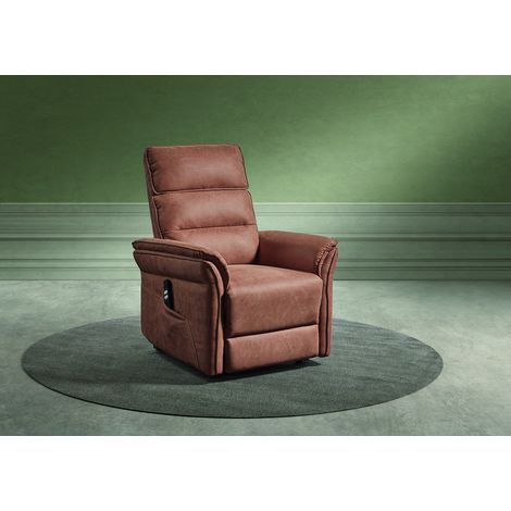 Fauteuil de relaxation électrique 2 moteurs en tissu cognac Manon (1/5)