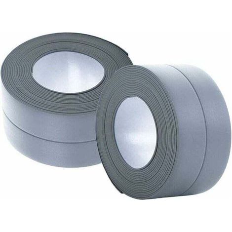 (2 pièces gris)Plinthe souple - Bande d'extrémité pour cuisine et salle de bain 22 mm 3,2 m, joint auto-adhésif, bande pliante flexible, joint d'étanchéité, anthracite (1/4)