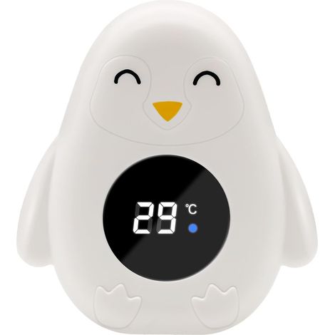 Termómetro digital para el baño del bebé, con luz de advertencia LED y función de alerta de temperatura, adecuado para bañeras y piscinas infantiles.